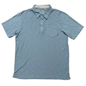 Free Fly Polo Shirt Mens L Short Sleeve Performance Stretch Bamboo Viscose Blue